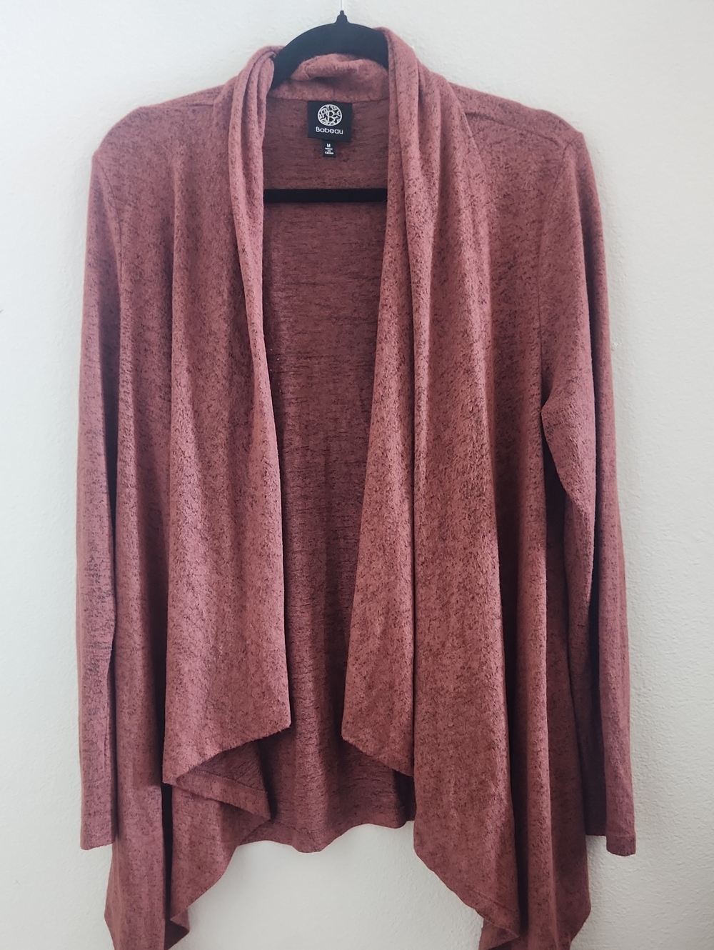 bobeau Open Front Draped Cardigan in Dusty Rose